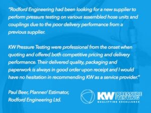 High pressure testing facility and services testimonial